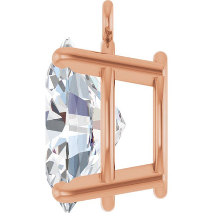1 CT Natural Diamond 4-Prong Dangle, 5.6 mm x 9.5 mm
