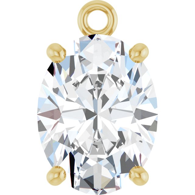 1 CT Natural Diamond 4-Prong Dangle, 5.6 mm x 9.5 mm
