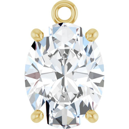 1 CT Natural Diamond 4-Prong Dangle, 5.6 mm x 9.5 mm