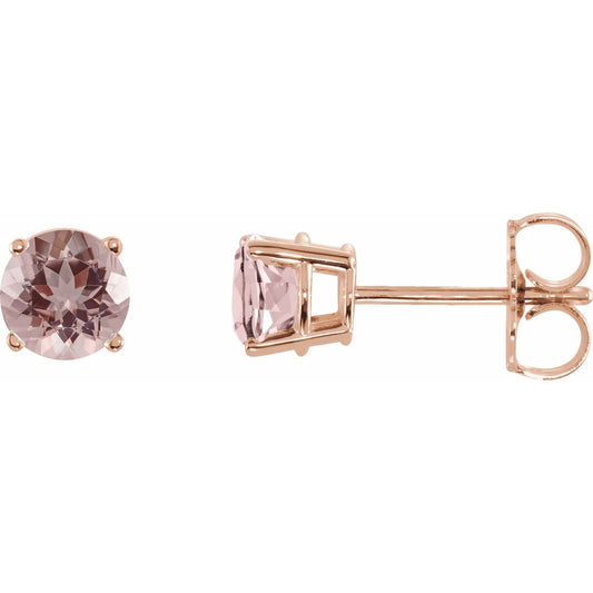 14K Rose Gold Natural Pink Morganite Earrings