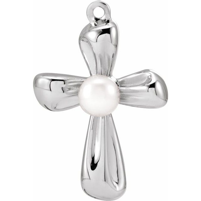 Cultured White Freshwater Pearl Cross Dangle