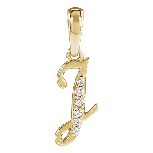 14K Yellow Gold .05 CTW Natural Diamond Initial J Pendant