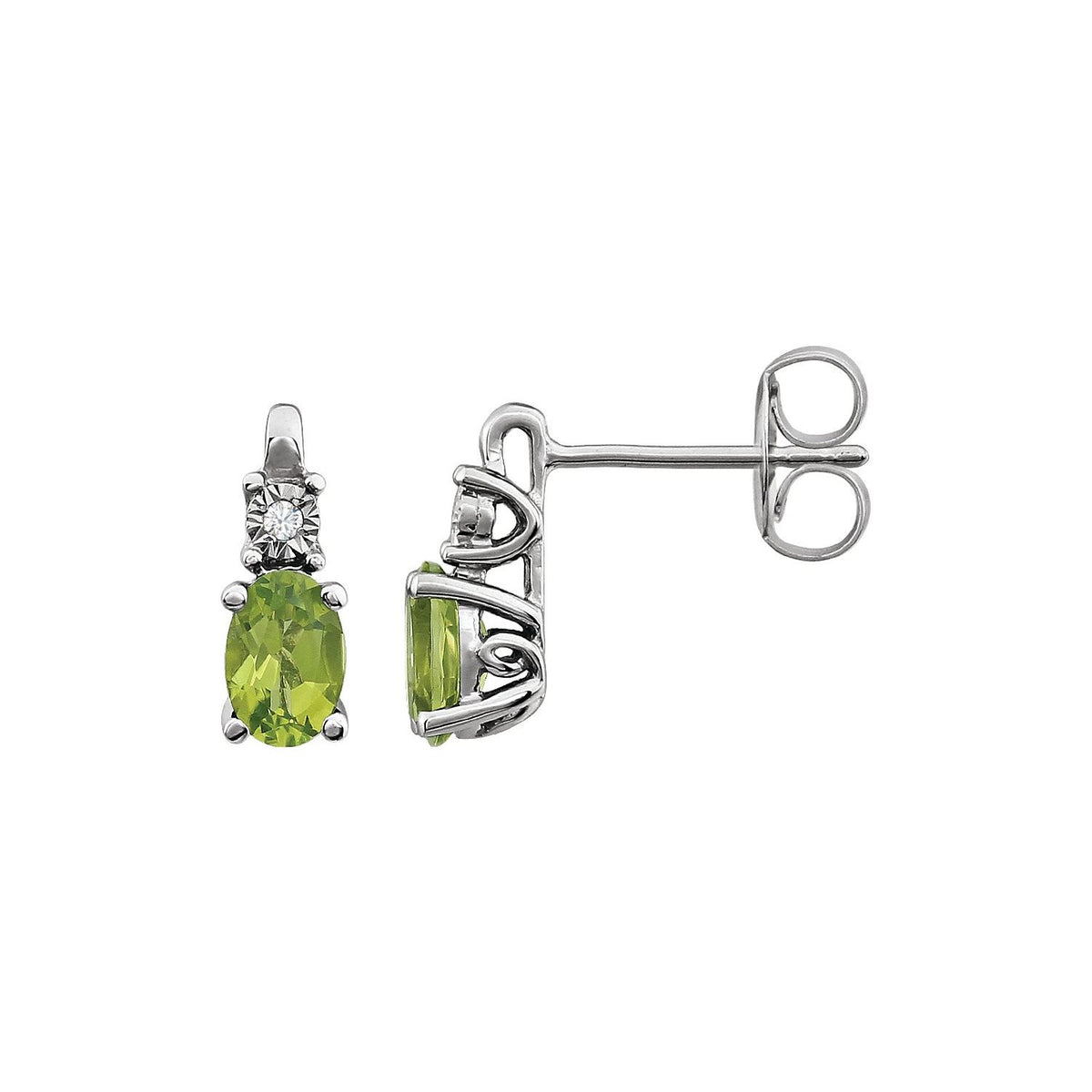14K White Gold Natural Aquamarine & .02 CTW Natural Diamond Earrings, 4.4 mm x 11.2 mm
