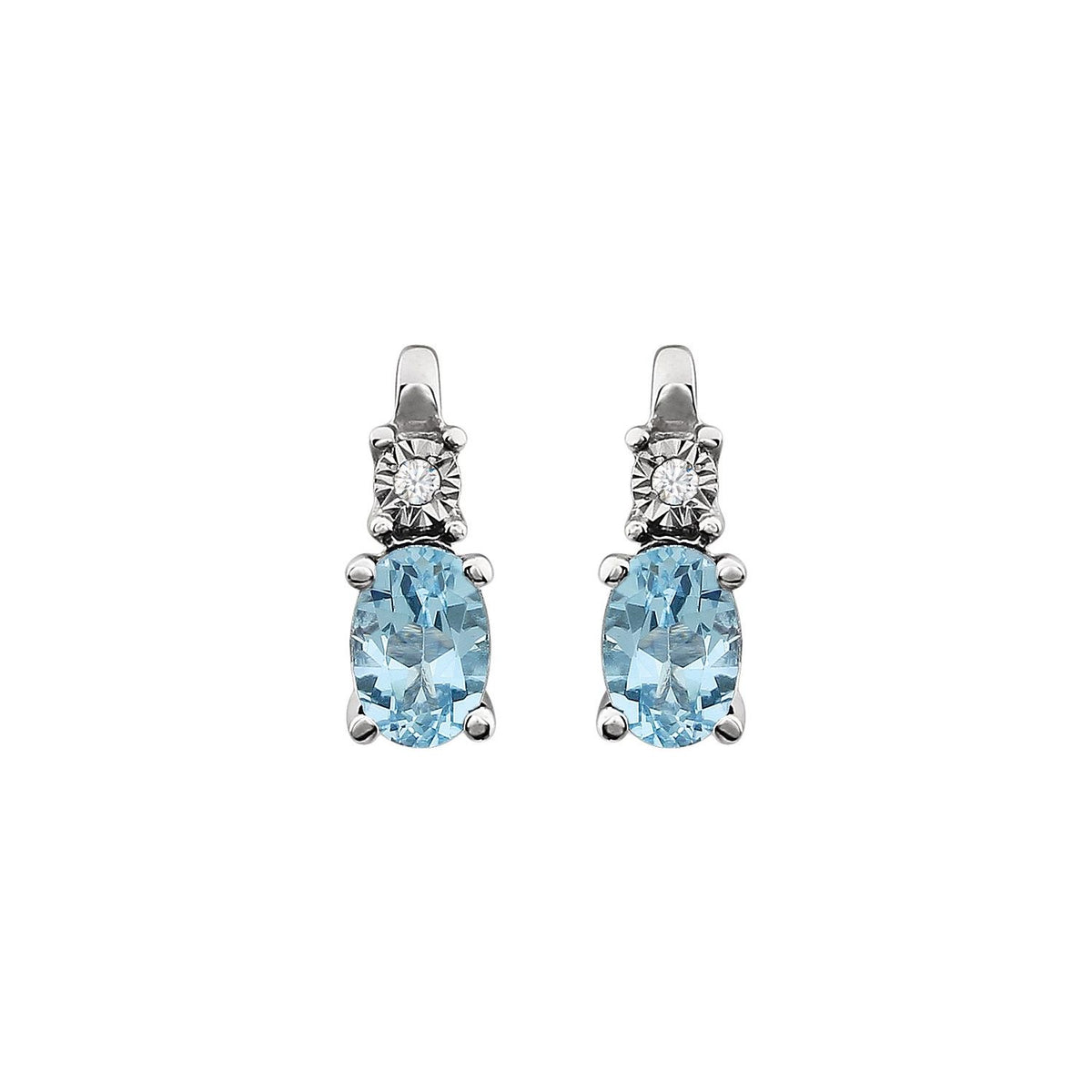 14K White Gold Natural Sky Blue Topaz & .02 CTW Natural Diamond Earrings