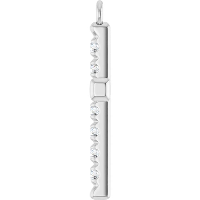 1/5 CTW Natural Diamond French-Set Cross Dangle, 12.3 mm x 26.8 mm