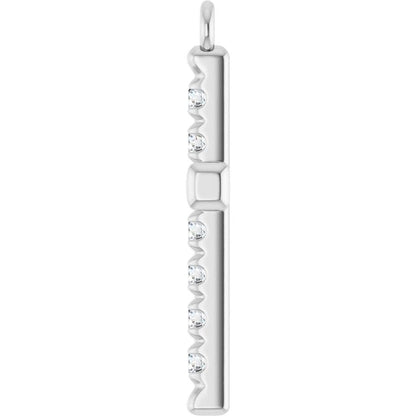 1/5 CTW Natural Diamond French-Set Cross Dangle, 12.3 mm x 26.8 mm
