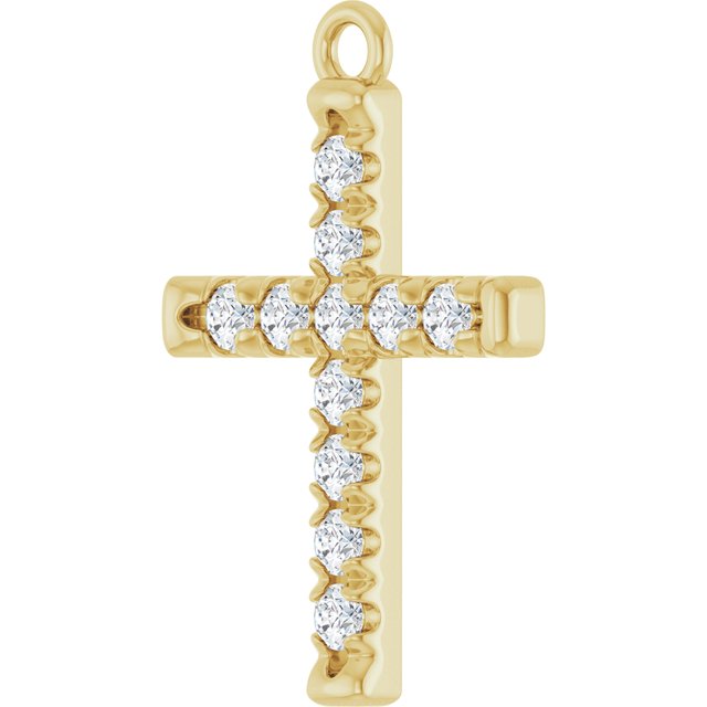 1/5 CTW Natural Diamond French-Set Cross Dangle, 12.3 mm x 26.8 mm