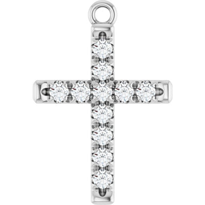 1/5 CTW Natural Diamond French-Set Cross Dangle, 12.3 mm x 26.8 mm