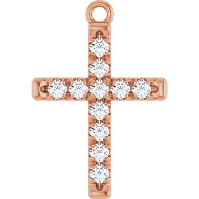 1/5 CTW Natural Diamond French-Set Cross Dangle, 12.3 mm x 26.8 mm