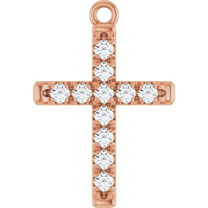 1/5 CTW Natural Diamond French-Set Cross Dangle, 12.3 mm x 26.8 mm