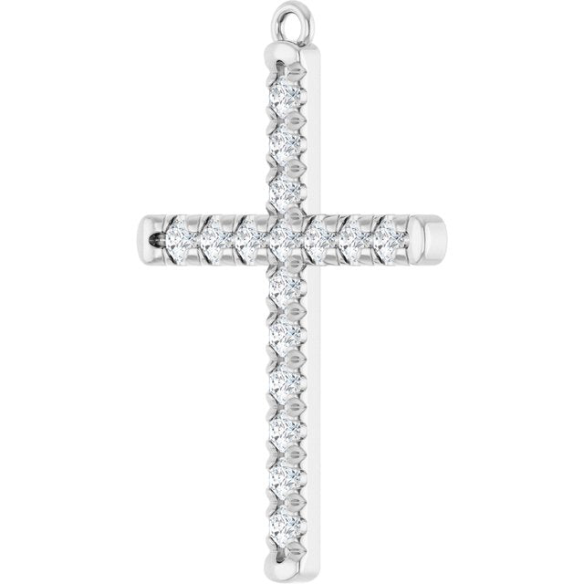 3/8 CTW Natural Diamond French-Set Cross Dangle