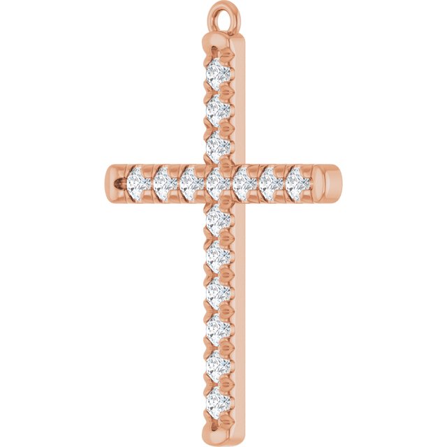 3/8 CTW Natural Diamond French-Set Cross Dangle