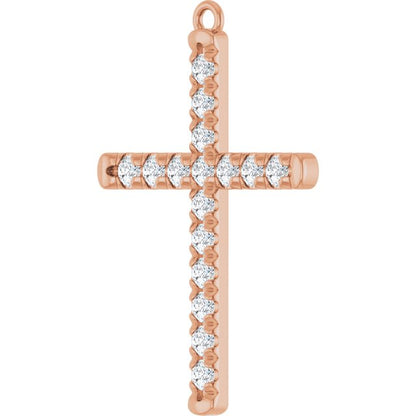 3/8 CTW Natural Diamond French-Set Cross Dangle