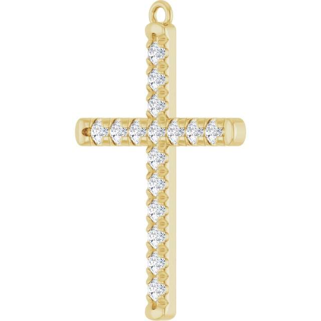 3/8 CTW Lab-Grown Diamond French-Set Cross Dangle