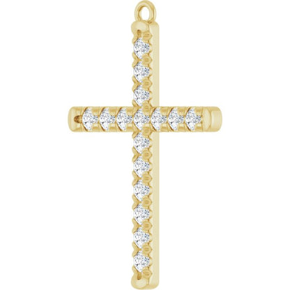 3/8 CTW Natural Diamond French-Set Cross Dangle