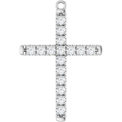 3/8 CTW Natural Diamond French-Set Cross Dangle