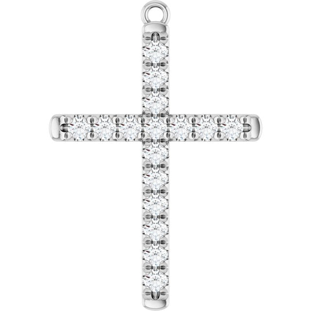 3/8 CTW Lab-Grown Diamond French-Set Cross Dangle