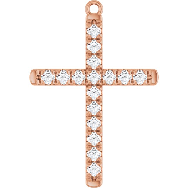 3/8 CTW Lab-Grown Diamond French-Set Cross Dangle