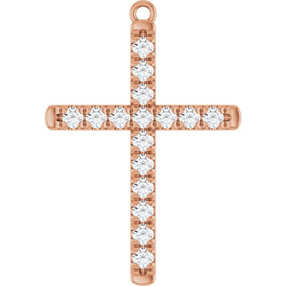 3/8 CTW Lab-Grown Diamond French-Set Cross Dangle