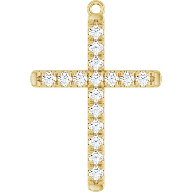 3/8 CTW Natural Diamond French-Set Cross Dangle