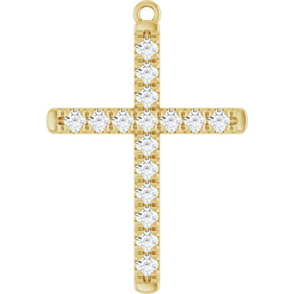 3/8 CTW Natural Diamond French-Set Cross Dangle