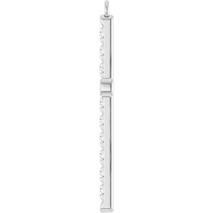 3/8 CTW Natural Diamond French-Set Cross Dangle