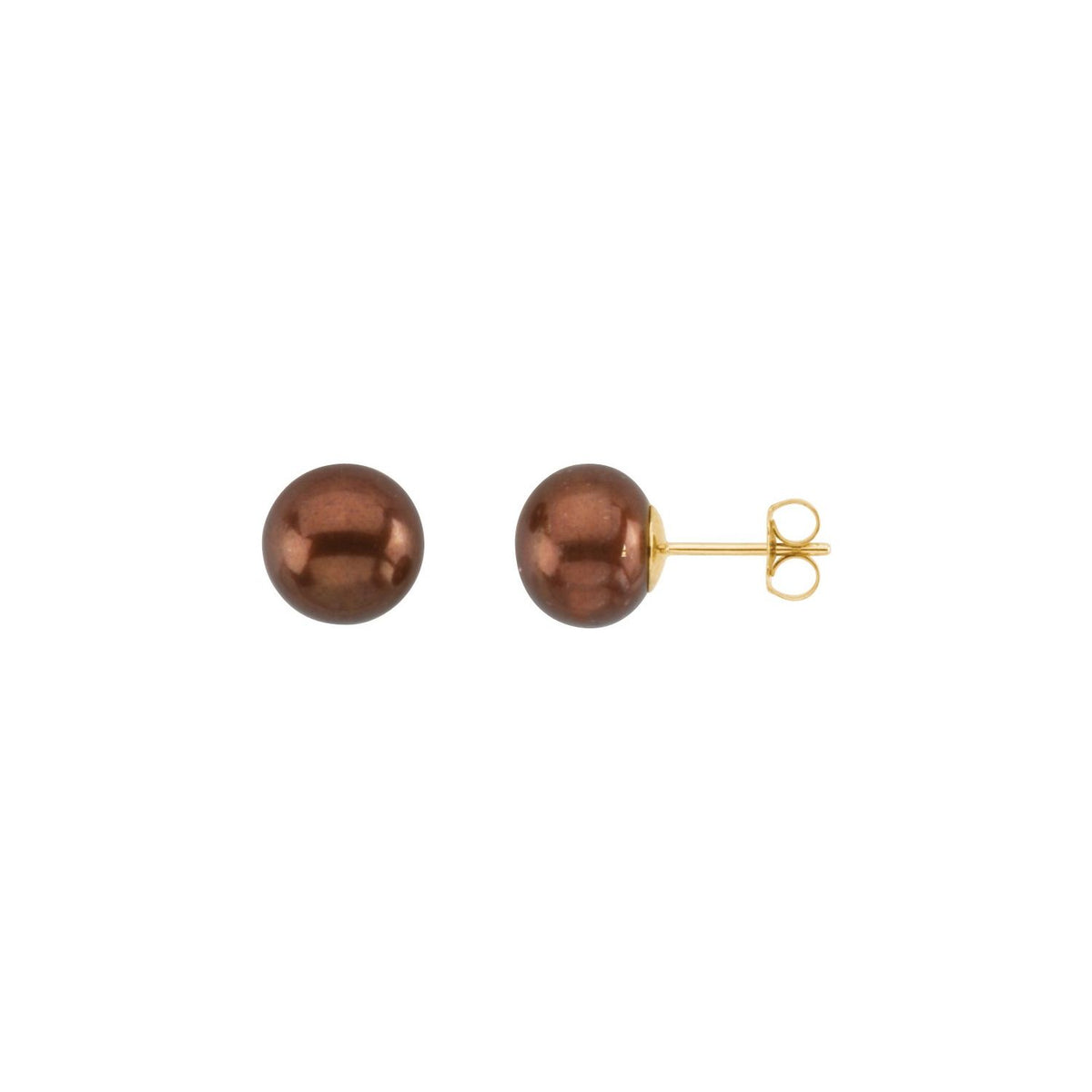 14K Yellow Gold Cultured Chocolate Freshwater Pearl Earrings