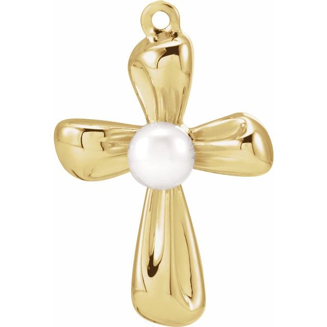 Cultured White Freshwater Pearl Cross Dangle