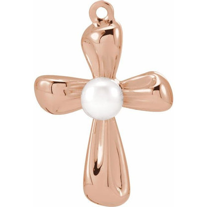 Cultured White Freshwater Pearl Cross Dangle