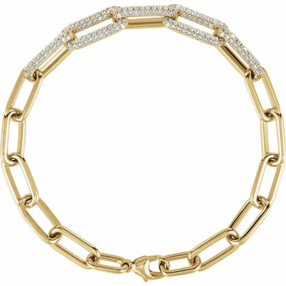 1 1/2 CTW Lab-Grown Diamond Paperclip-Style 7" Bracelet