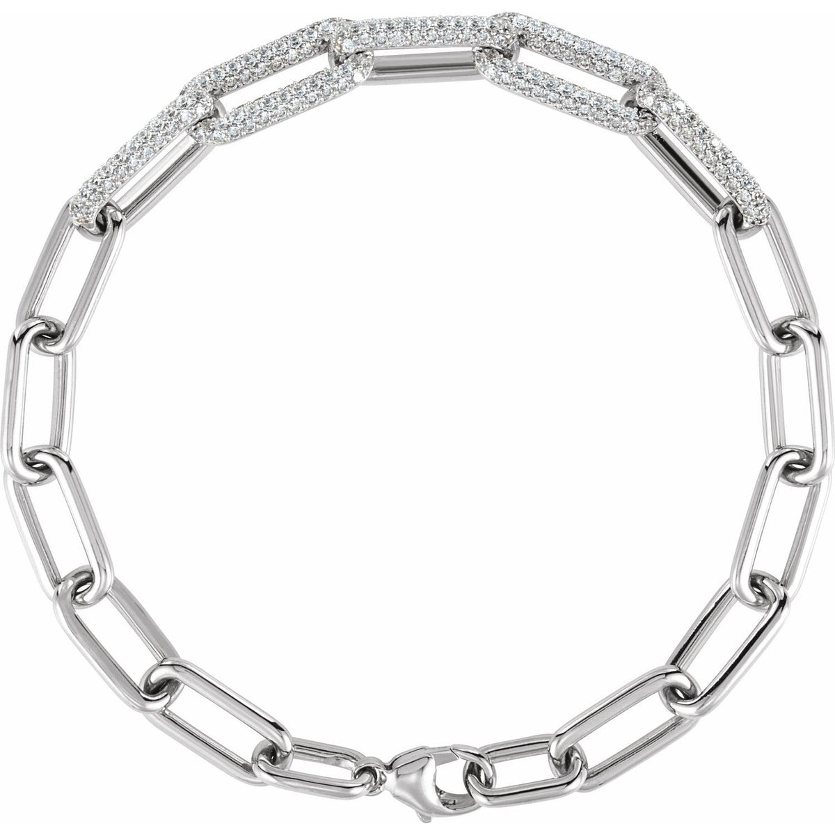 1 1/2 CTW Lab-Grown Diamond Paperclip-Style 7" Bracelet
