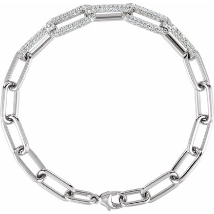 1 1/2 CTW Lab-Grown Diamond Paperclip-Style 7" Bracelet
