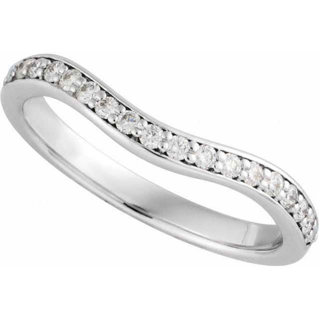 14K White Gold 1/4 CTW Natural Diamond Curved Band