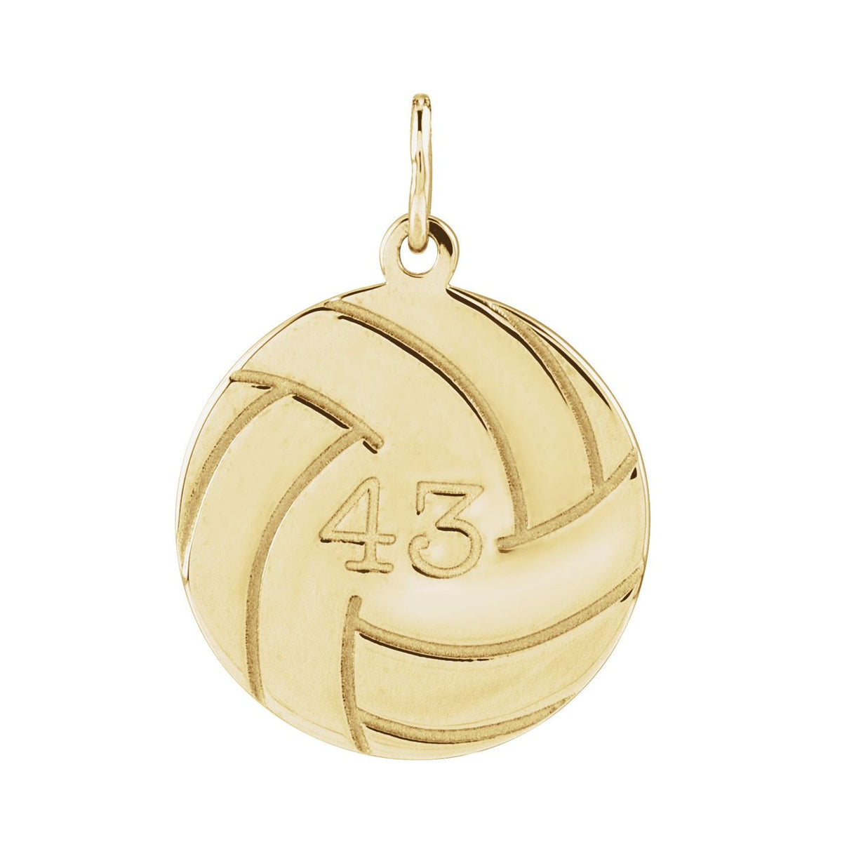 14K Yellow Gold Engravable Volleyball Pendant