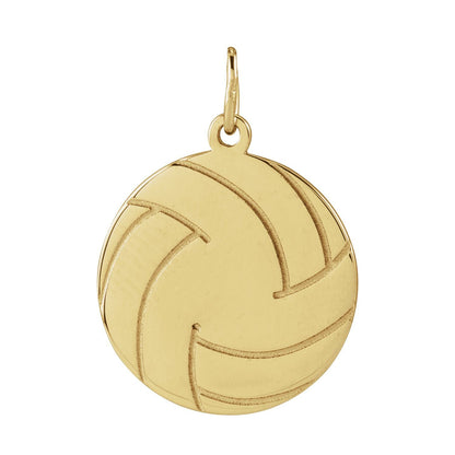 14K Yellow Gold Engravable Volleyball Pendant
