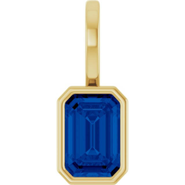 14K Yellow Gold Lab-Grown Blue Sapphire Pendant