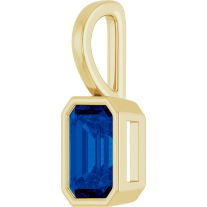 14K Yellow Gold Lab-Grown Blue Sapphire Pendant