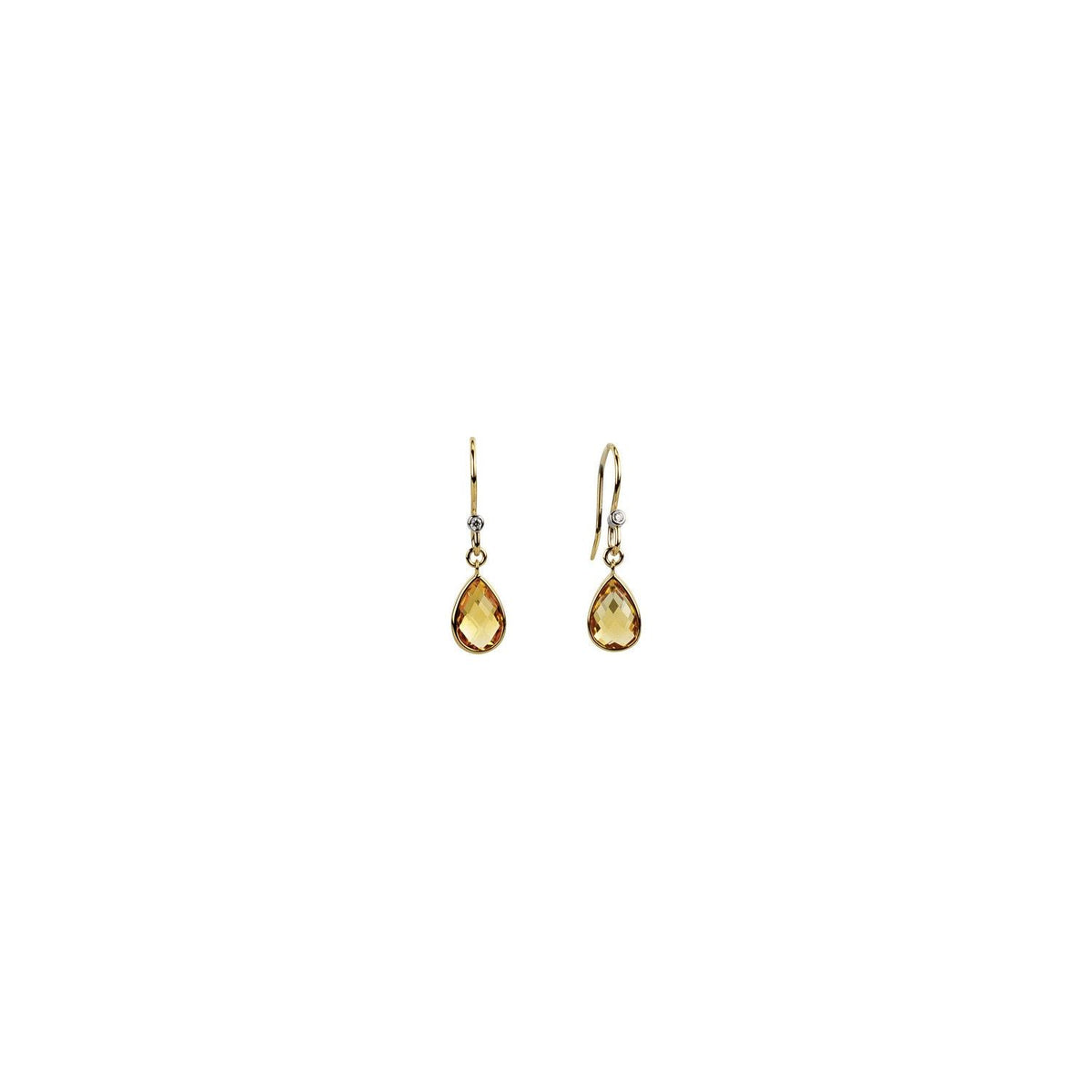 14K Yellow Gold Natural Citrine & .02 CTW Natural Diamond Earrings