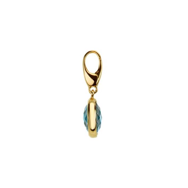 14K Yellow Gold Checkerboard Natural Swiss Blue Topaz Charm/Pendant