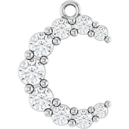 3/8 CTW Natural Diamond Crescent Moon Dangle