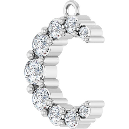 3/8 CTW Natural Diamond Crescent Moon Dangle