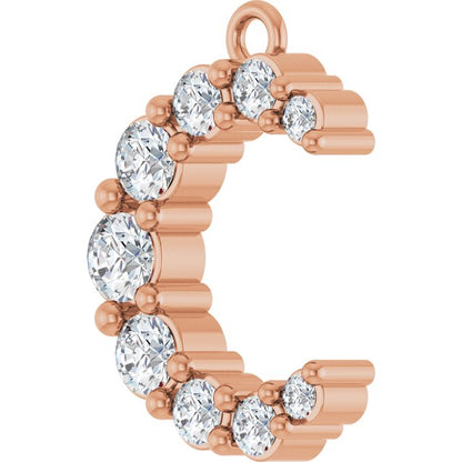 3/8 CTW Natural Diamond Crescent Moon Dangle