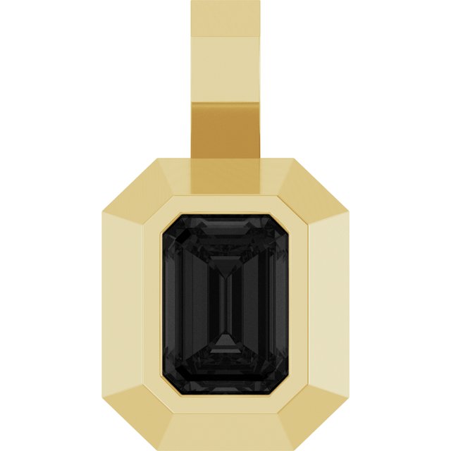 14K Yellow Gold Natural Black Onyx Pendant