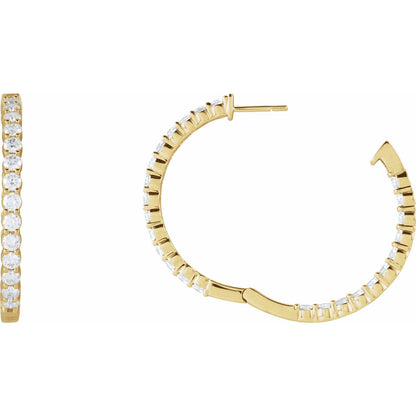 4 CTW Lab-Grown Diamond Inside-Outside Hinged Hoop Earrings