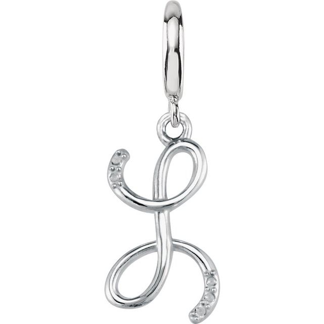 Sterling Silver Script Initial .03 CTW Natural Diamond Charm/Pendant