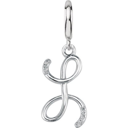 Sterling Silver Script Initial .03 CTW Natural Diamond Charm/Pendant