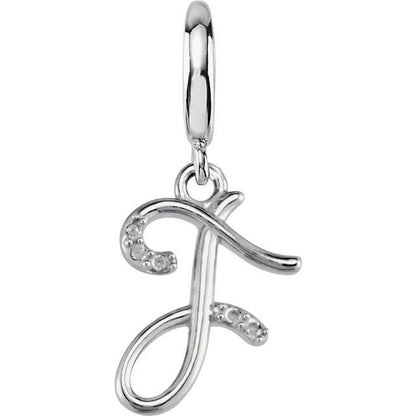 Sterling Silver Script Initial .03 CTW Natural Diamond Charm/Pendant