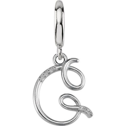 Sterling Silver Script Initial .03 CTW Natural Diamond Charm/Pendant