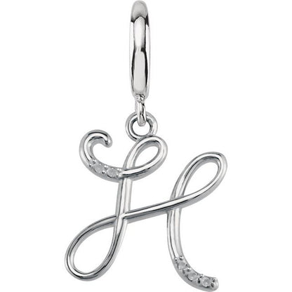 Sterling Silver Script Initial .03 CTW Natural Diamond Charm/Pendant