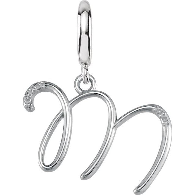 Sterling Silver Script Initial .03 CTW Natural Diamond Charm/Pendant